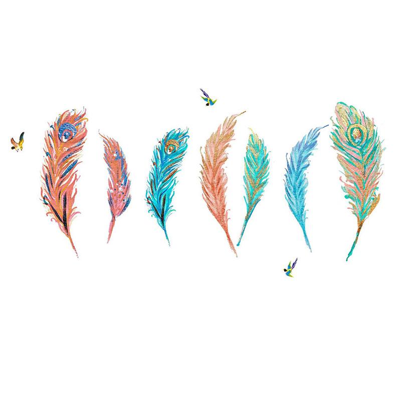 Настенная оклейка, окрашенная картина маслом, креативная цветная перо, декоративная живопись для гостиной, спальни