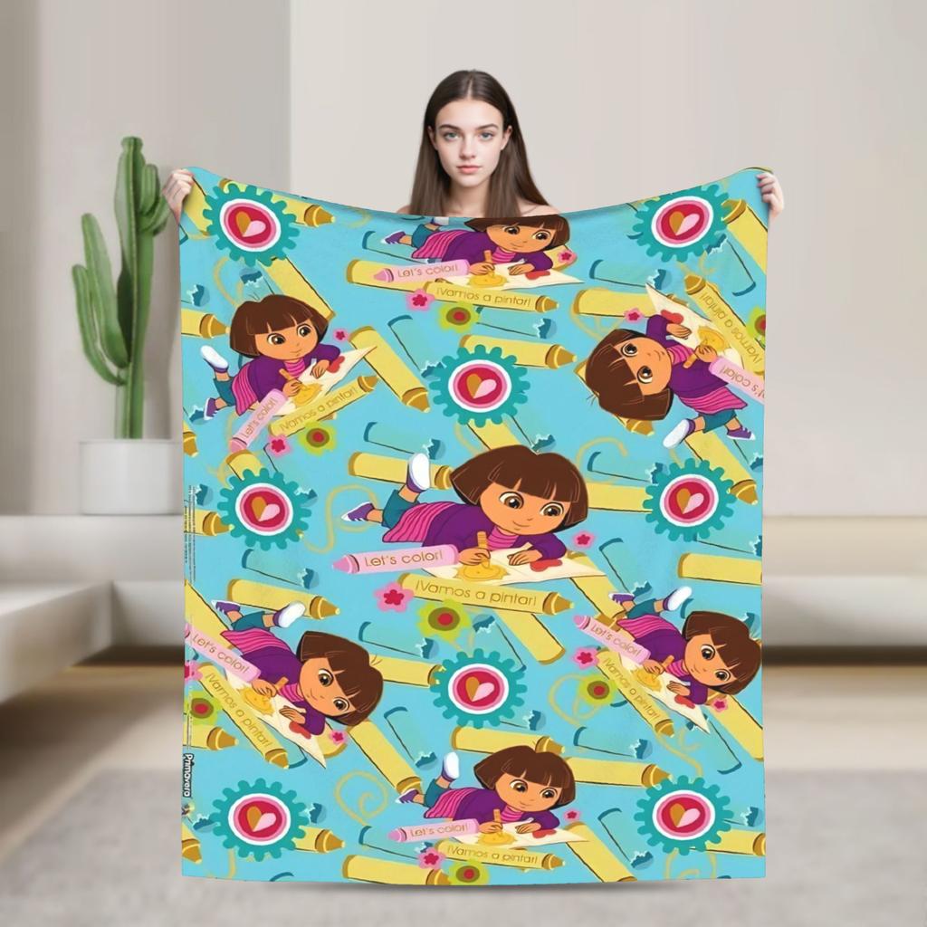 Warm BlanketChild Decorative Cartoon D-Dora The E-Explorer Adventure Throw Blanket For Outdoor Comfortable Sofa Bed Cover