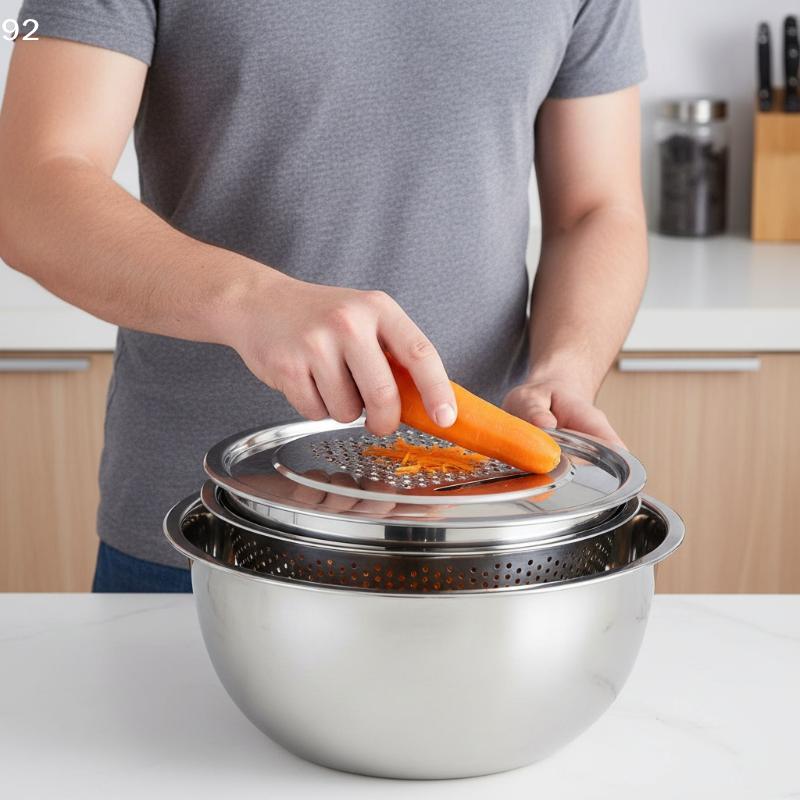 3 in 1 Multifunctional Stainless Steel Basin Kit with Grater, New 2026 Strainer Set Edition