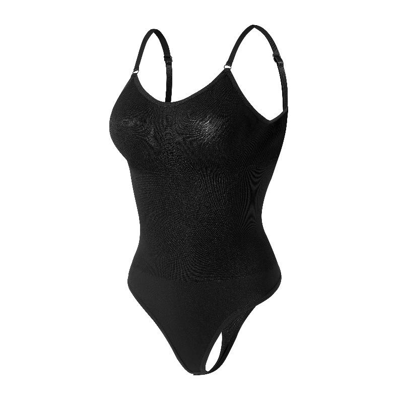 Бесшовный боди Облегающий боди с глубоким вырезом на спине, моделирующее белье, сексуальные стринги, застежка на пуговицах спереди, однотонный цельный