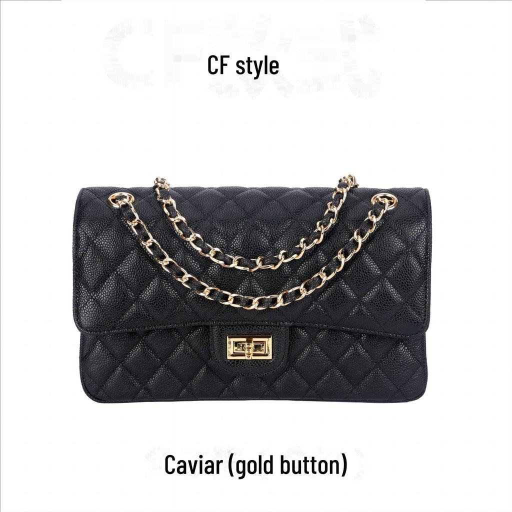 Fang Pangzi CF Caviar Style Diamond Shoulder Messenger Bag - Genuine Leather Women's Niche Design