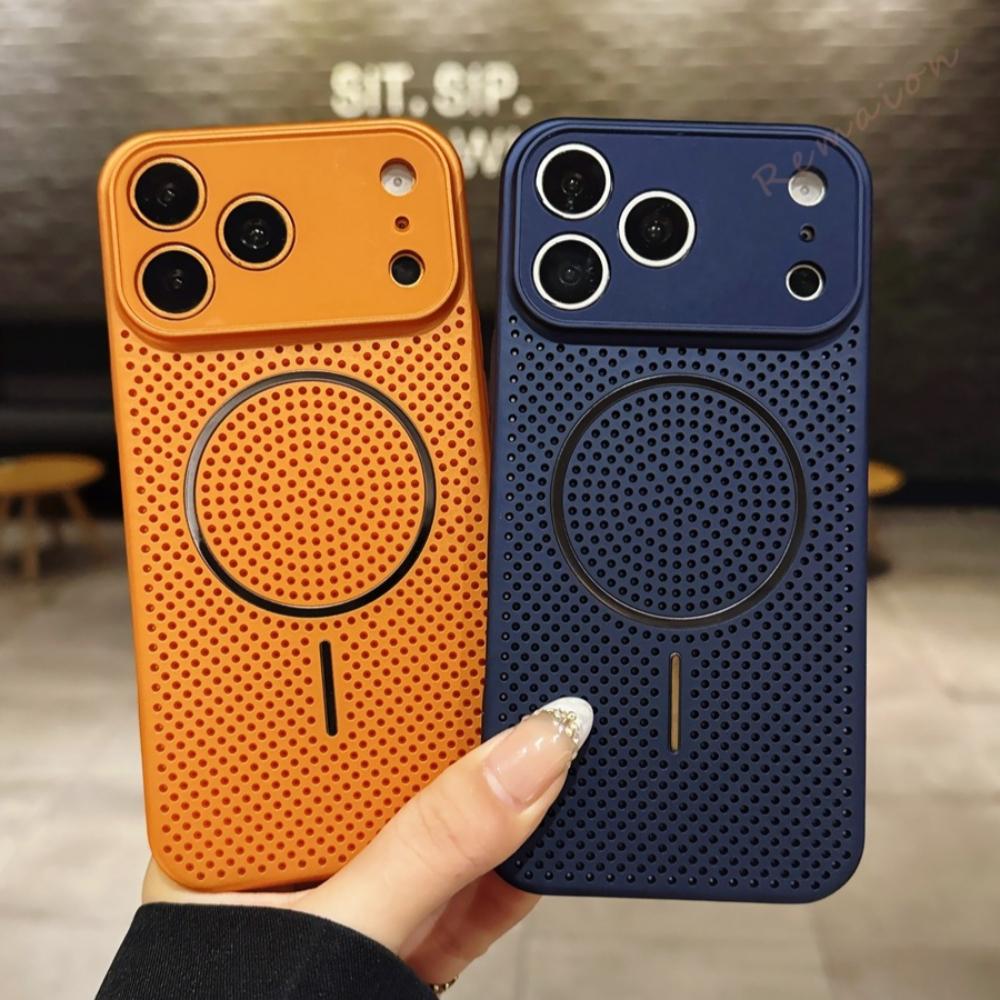 Официальный магнитный чехол для телефона с теплоотводом Для For Iphone 17 Air 13 12 14 1 16 Pro Max Plus Большое окно Защитная крышка