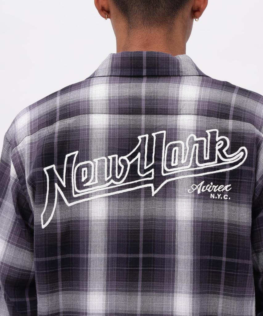 AVIREX РУБАШКА OMBRE CHECK NYC С ДЛИННЫМ РУКАВОМ OMBRE CHECK Нью-Йорк Размер Рубашка, Город, Мужская, 2XL, 010, Черный, 783-5120007