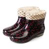 Весенне-осенние короткие женские резиновые сапоги с кристальным цветком, тканевые, нескользящие, для уборки, кухонные, для мамы, теплые, модные, дождевые туфли, женская резиновая обувь, водная обувь
