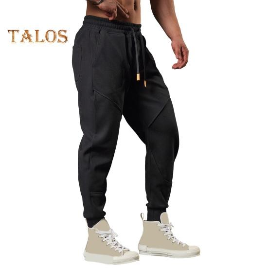 Весна Осень Мужские Брюки Свободные Эластичные Затягивающиеся Шнурок Карманы С Лентой На Щиколотке Однотонные Лоскутные Спортивные Брюки Повседневная Одежда Шаровары