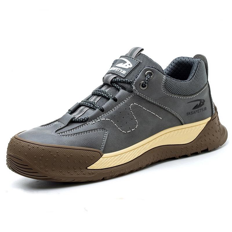 Flying Woven Labor Insurance Shoes Men Anti Smashing Anti Piercing Breathable Comfortable Button Labor Insurance Shoes Wear Resistant Shoes Soft Sole