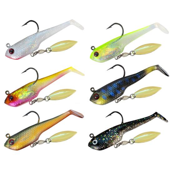 6 шт. Мягкие рыболовные приманки Искусственные приманки с острым крючком Реалистичный вид Яркий цвет Т-образный хвост Поддельные приманки Свимбейт Рыболовные снасти