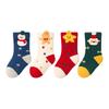 4Pairs/Set Cute Cartoon Christmas Socks Autumn Winter Kids Thick Warm Red Middle Tube Sock 0-8 Years Boy Girl Anti-Cold Floor Socks