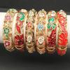 Traditional Peony Filigree Flower Bangle Enamel Women's Hand Bracelet  Gifts for Women Girl