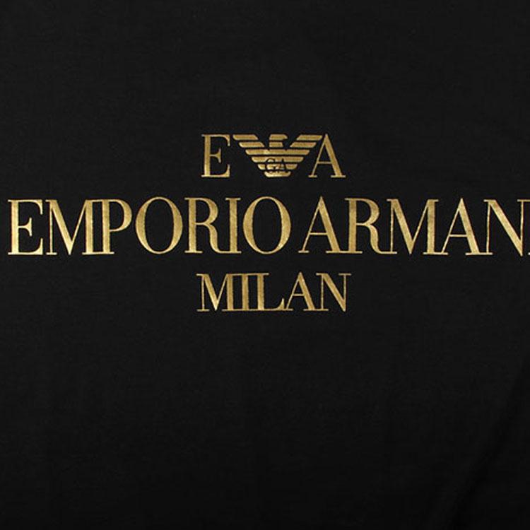 Emporio Armani Мужская футболка с коротким рукавом и золотым логотипом-буквой Черная 3G1TM4-1JHRZ-0999