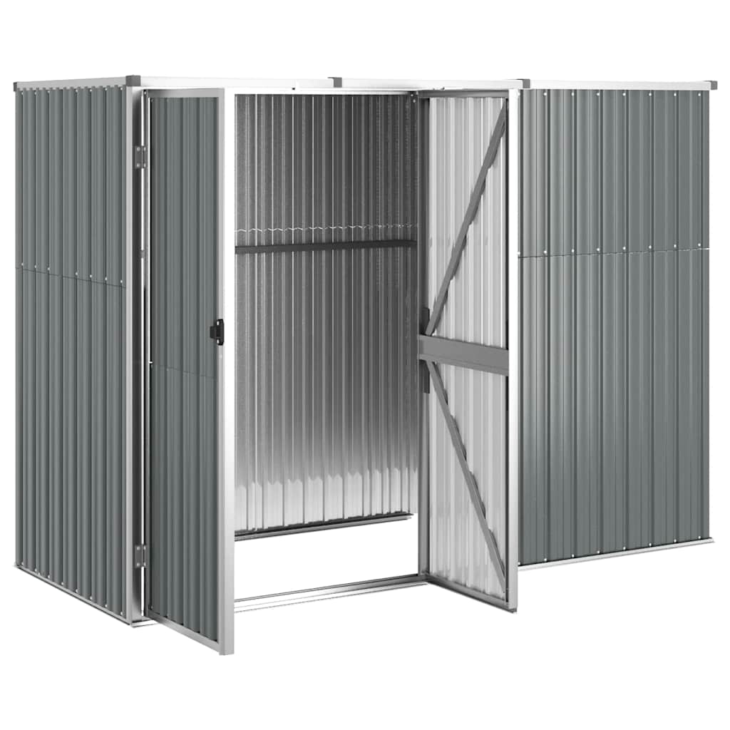 Garden Shed Gray 225x89x161 cm Galvanized Steel