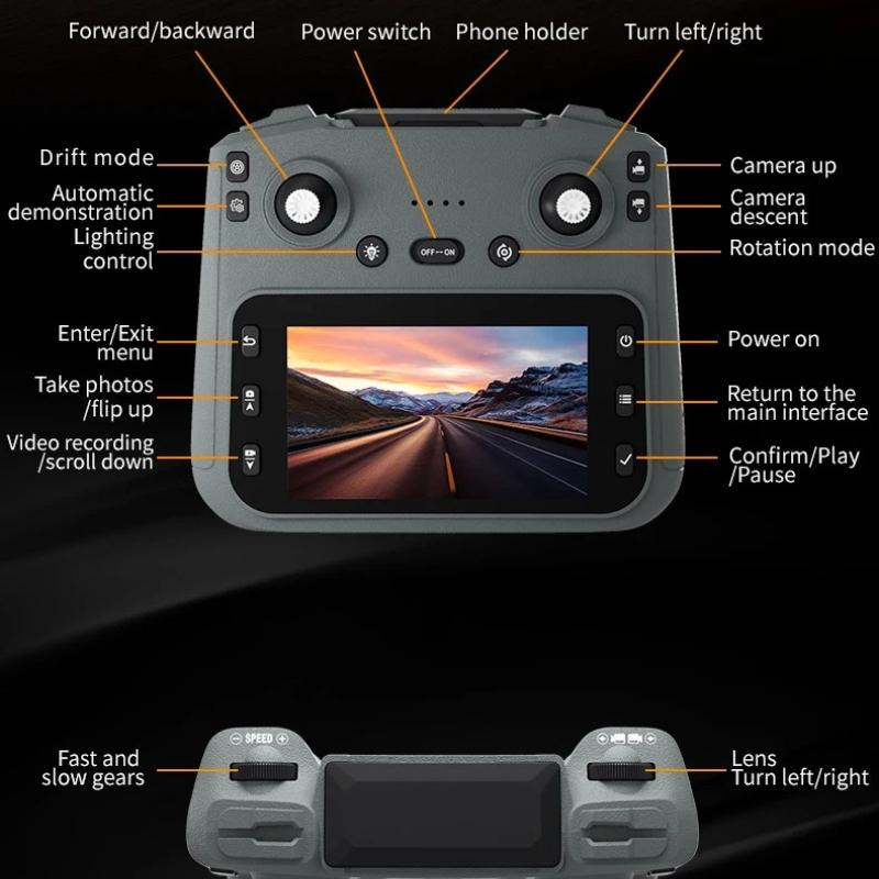 Portable 911S RC Off-road with Cars 4.3- Inch Large Screen 4K HD Camera One Click Drift Camera Lifting Design LED Lighting Christmas Children’s Gifts