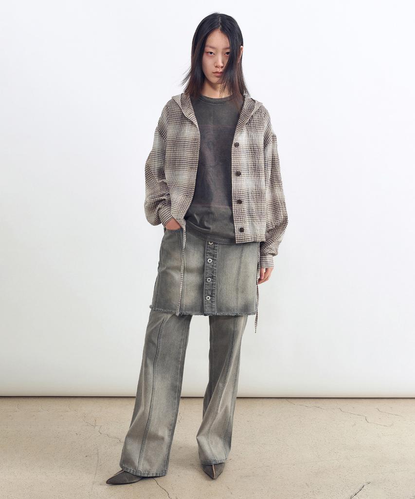Insilence Woman Divide Denim Skirt Ash Grey