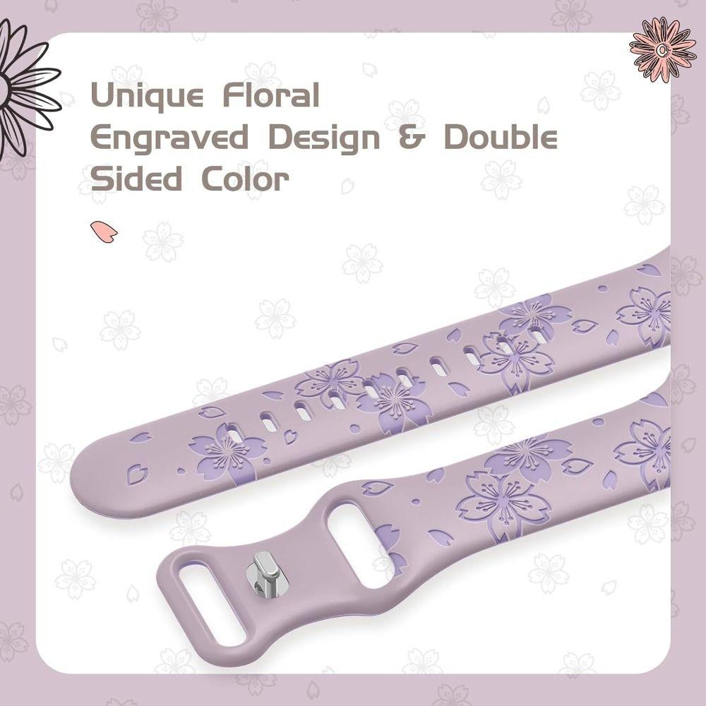 Silicone Silicone Bracelet 42/44/45mm Sakura Engraved Bracelet Watch Band For Apple Watch Band