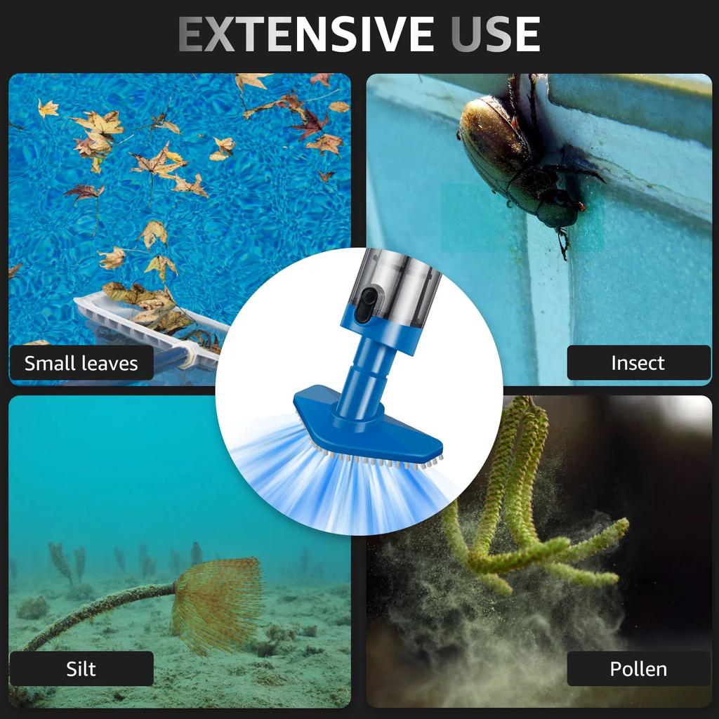 Аккумуляторный пылесос для бассейна 3 в 1 с навигационным роликом, щеточной насадкой и всасывающей насадкой для спа, гидромассажных ванн, небольших бассейнов, аквариумов