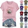 Ladies Casual 2025 New Year Printed Round Neck Short Sleeve T-Shirt Top