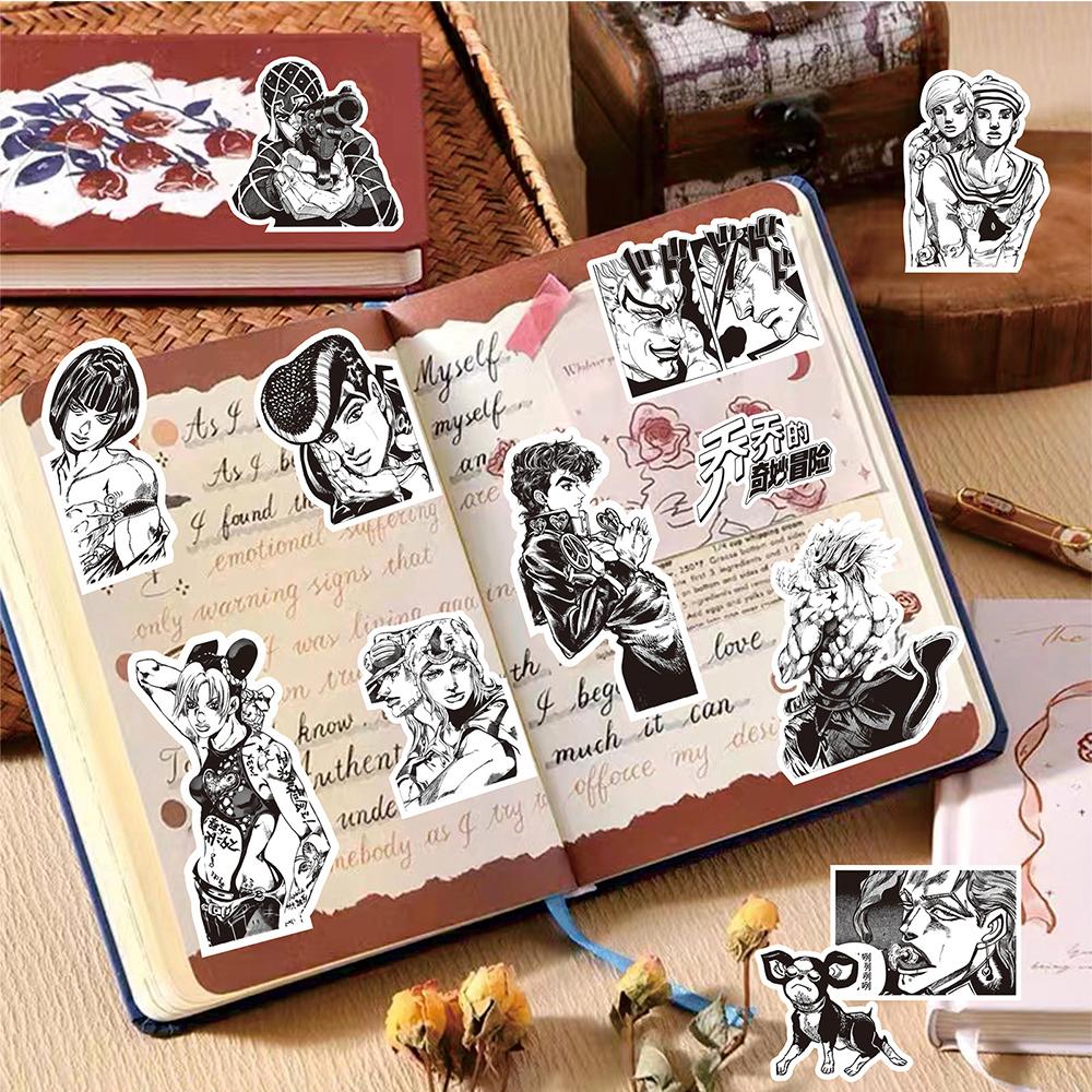 10/30/77 шт. Черно-белые Аниме Стикеры JoJo's Bizarre Adventure Граффити Блокнот Телефон Велосипед Крутые Мультяшные Наклейки Игрушки Подарки