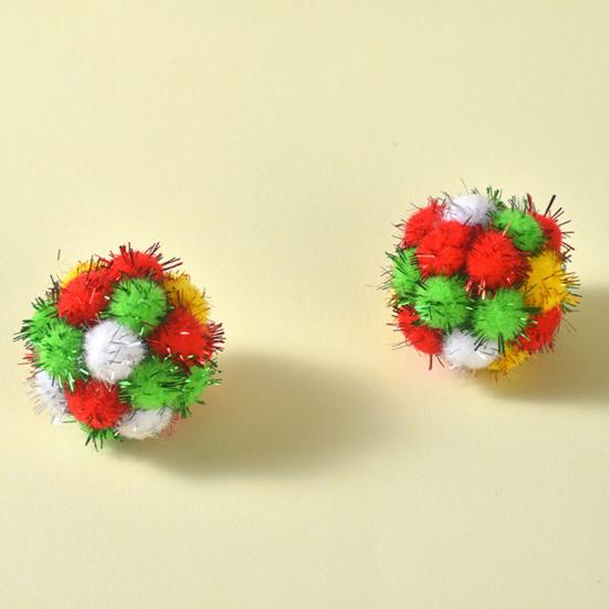 Рождественские кошачьи игрушки Шарики Блестящие помпоны со звуковыми частицами 4,5 см Шуршащие и звенящие игрушки для котят Интерактивные плюшевые шарики для погони и охоты