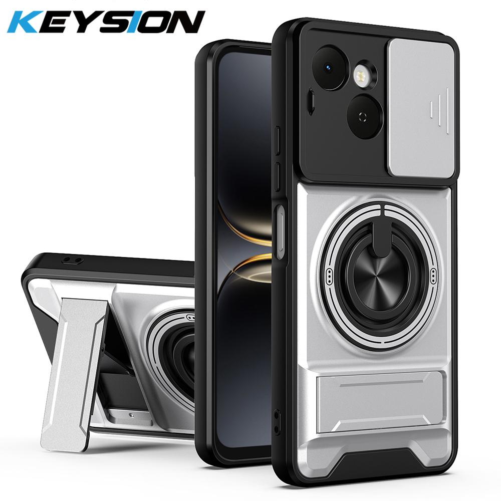 KEYSION Магнитный чехол для телефона TECNO Spark 40C 4G с защитой выдвижной камеры, вертикальной подставкой, кольцом 360° и ударопрочной задней крышкой