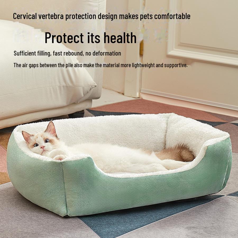 Квадратная нескользящая лежанка для домашних животных - влагостойкая, для использования в любое время года, теплое плюшевое гнездо для кошек и собак