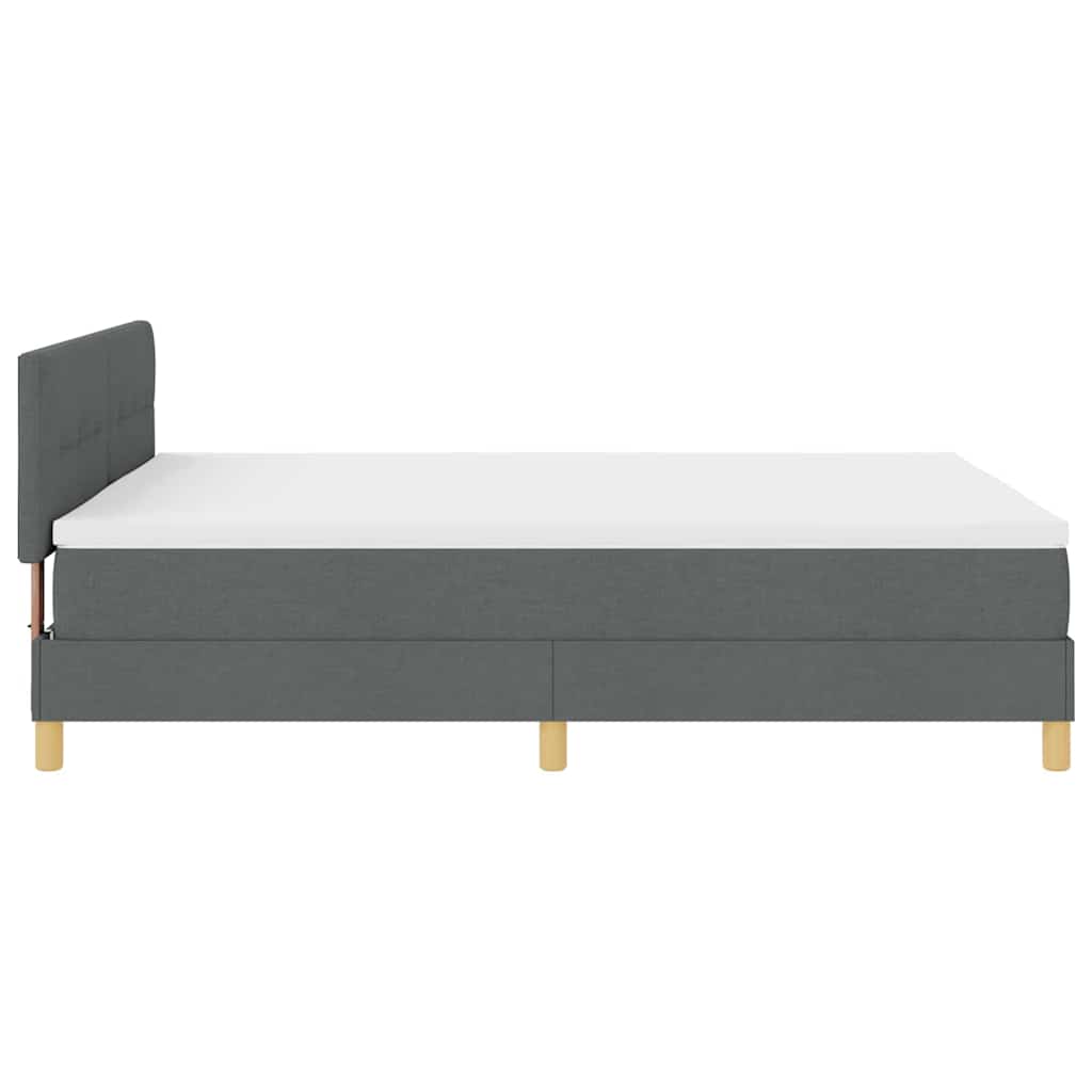 LED Box Spring Bed with Pillows Dark Gray 140 x 190 cm Fabric