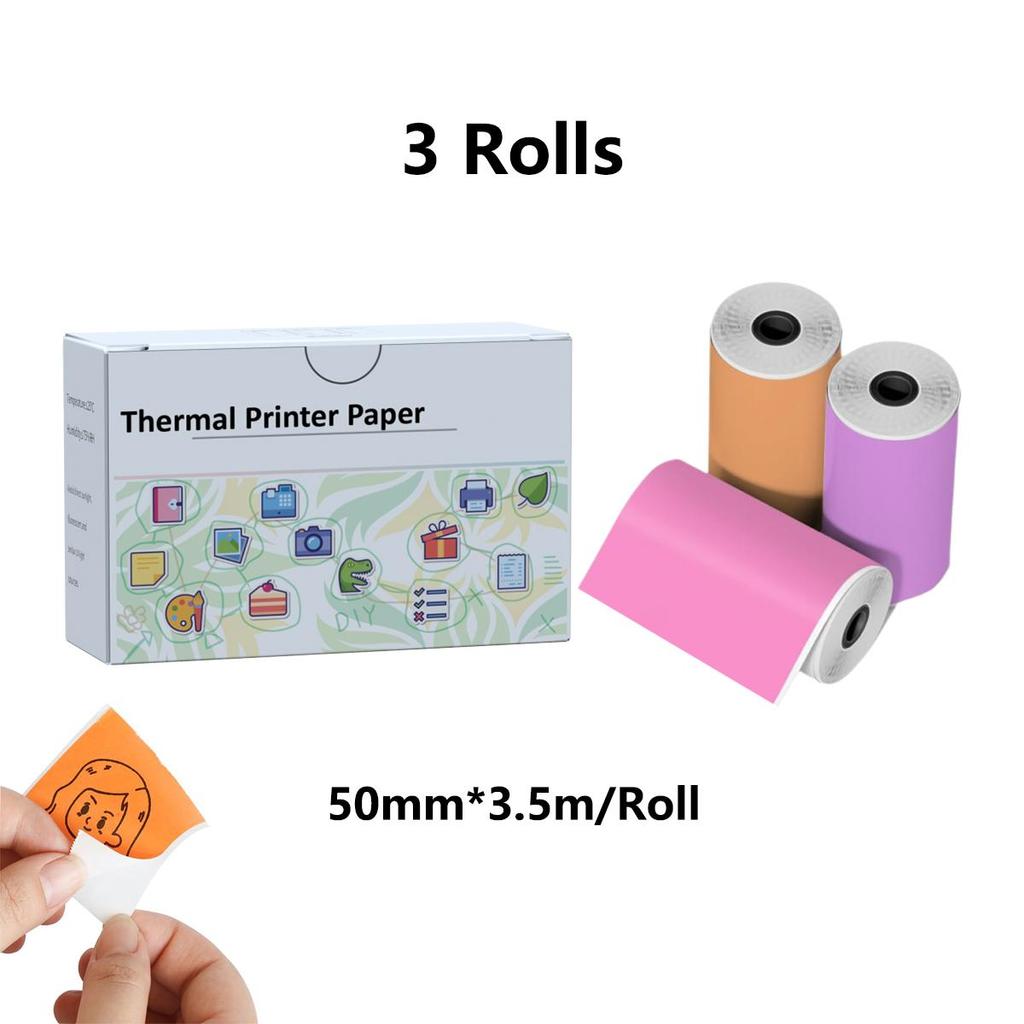 Бумага для термопринтера 53 мм x 3,75 м, Белая, Мини-самоклеящаяся бумага для принтера этикеток, Совместимая с мини-термопринтерами T02/M02/M02/M02S PRO/M04AS/M04S