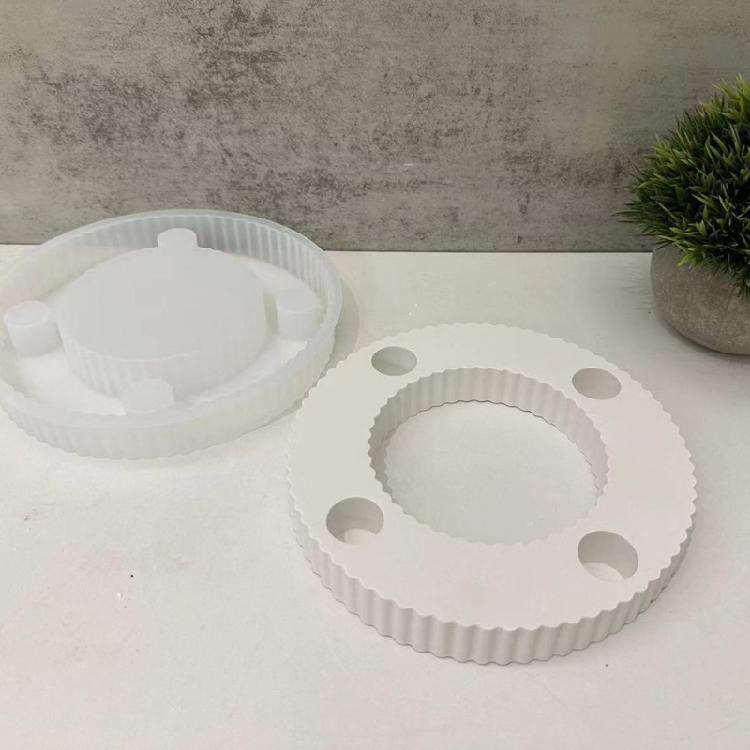 Candle Stand Silicone Mold Candlestick Mold Striped Round Candle Holder Ornament Mould Epoxy Table Decoration Molds