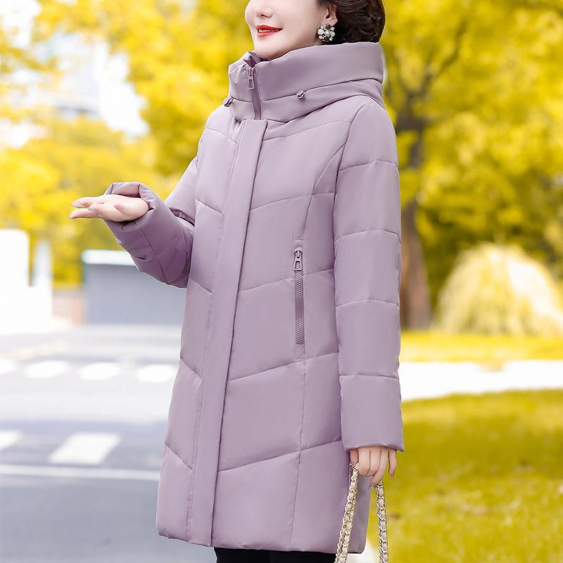 Plus Size Middle Age Women's Long Down Coats Winter Vintage Parkas Hooded Elegant Thick Warm Puffer Jackets Woman Outerwears
