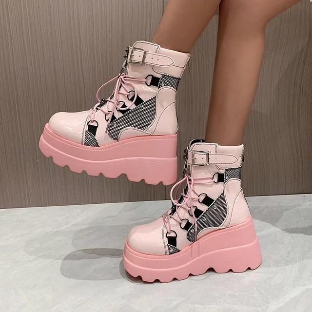 Fashion Women's Boots 2024 Autumn Women Ankle Boots Platform Wedges High Heels Short Boots New Fashion Design Zip Cosplay Shoes of Women