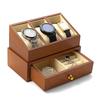 Oirlv Wooden Watch with Accepts Eligible X07301 Case, 3-Watch Capacity, 2-Tier Drawer, Portable, Luxury, Stylish, Invoices, (Beige)