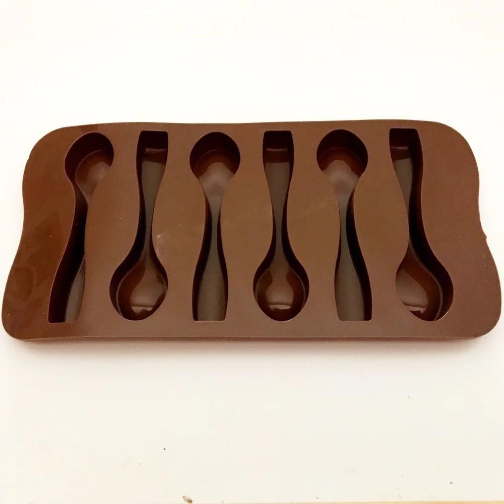 Качественная силиконовая форма для шоколада своими руками в виде шести ложек, хорошая выпечка, украшение торта, конфеты, новая горячая форма для торта