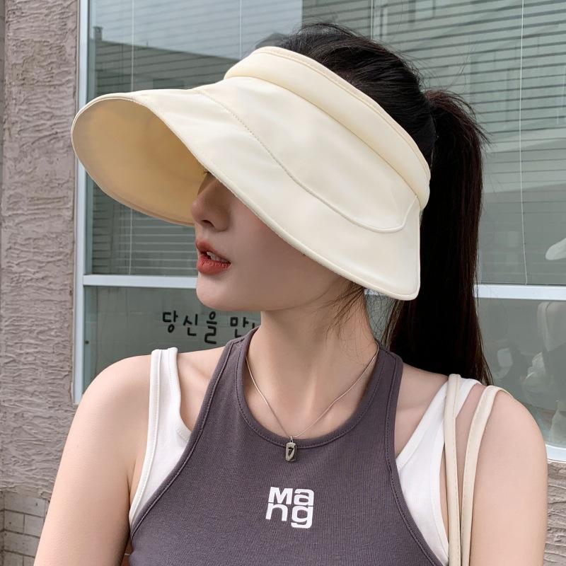 Empty Top Sunscreen Hat Women'S Sunshade Uv Protection Foldable Large Brim Outdoor Fashion Breathable Adjustable Sun Hat