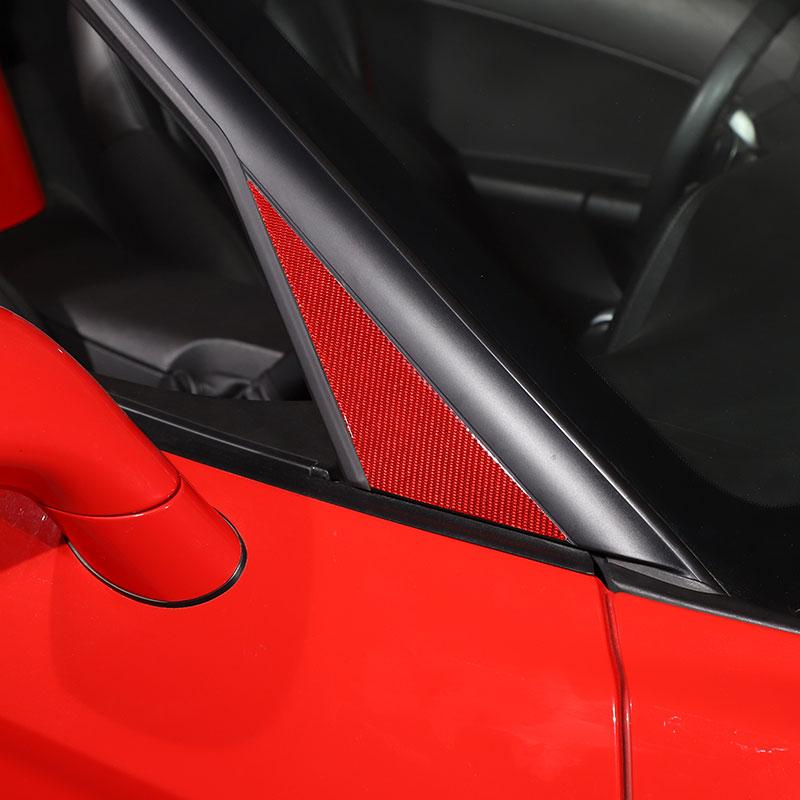 For Chevrolet Corvette C6 2005-2013 Soft Carbon Fiber Car A-pillar Triangular Cover Trim Sticker Car