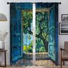 Синие противомоскитные шторы на окна, 2 шт., разделительные шторы для домашнего интерьера, шторы для камеры, занавески для гостиной, украшения на Хэллоуин