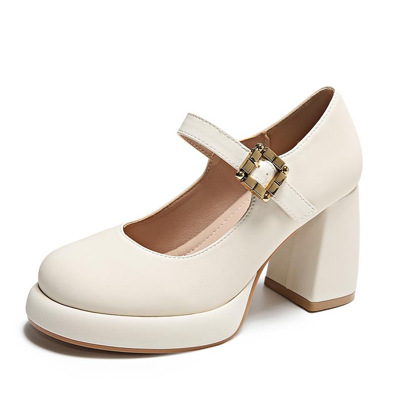 Модные НОВЫЕ Туфли Мэри Джейн на толстом каблуке, женские туфли-лодочки с пряжкой и квадратным носком, женские кожаные туфли, женская мода, повседневный комфорт, большие размеры