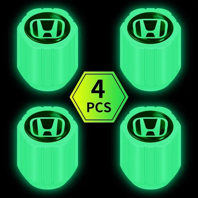 4Pcs Fluorescent Green Car Wheel Tire Valves Caps Luminous Valve Dust Covers For Honda Civic Accord CRV Fit Jazz CBR cb500x ZOPJT1
