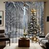 2 шт. HD Рождественская елка Снежная Гора пейзаж декоративная занавеска белый галстук цифровая печать занавеска украшение дома стиль d