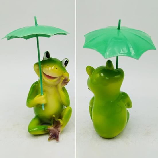 Frog Garden Statue Resin Frog Figurine with Umbrella Yard Ornament Outdoor Frog Sculpture Decor for Garden Patio