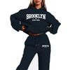 Autumn Winter BROOKLYN Sweater Pants Set Women Hoodie Set Street Hip Hop Clothing Casual Female Clothing Plush Sweatshirt