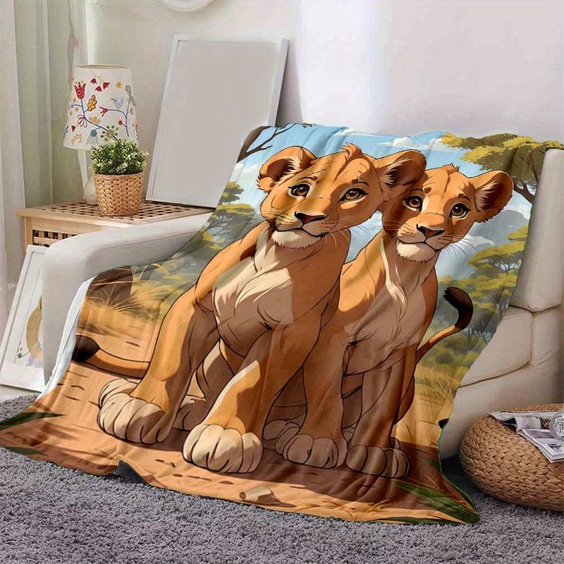 1pc, Soft and Cozy Lion Cubs Blanket - Perfect for All Seasons, Soft Flannel Throw Blanket - Versatile & Cozy for Bedroom, Living Room, Trav