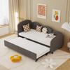 Twin Sofa Bed with Storage Drawers Large Capacity Drawer Rotary Wheels Velvet Upholstered Uneven Fence Sleep Solid Iron Frame Bedroom Twin Size Daybed
