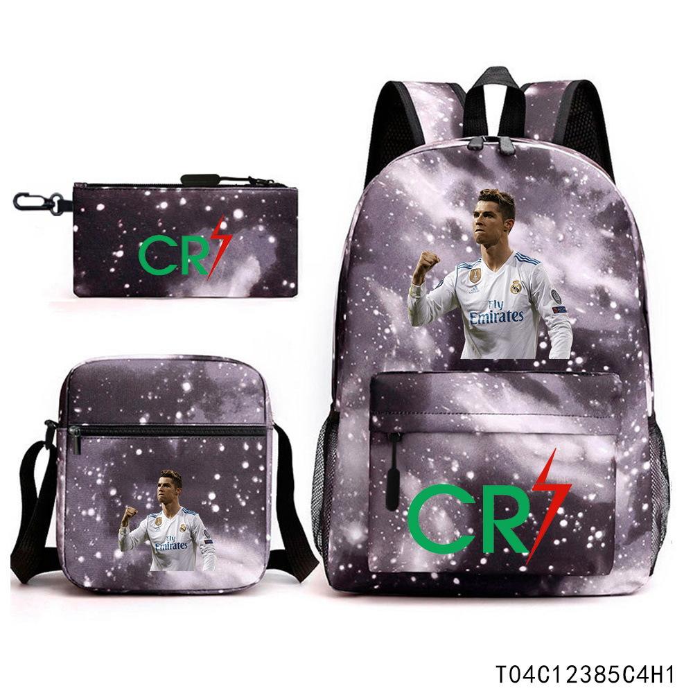 Luo Qixing Three-Piece Schoolbag, Male And Female Students Leisure Bag, Printed Large-Capacity Outdoor Backpack