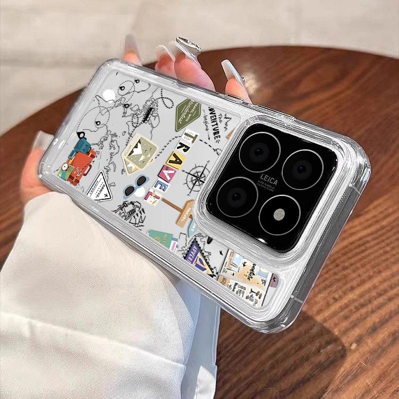 For Xiaomi 14T 13T Pro Redmi Poco X6 Pro M6 X5 Cover Shell Note 14 Pro 13 12 11 Heart Pattern Soft Silicone Shockproof Clear Slim Phone Cover