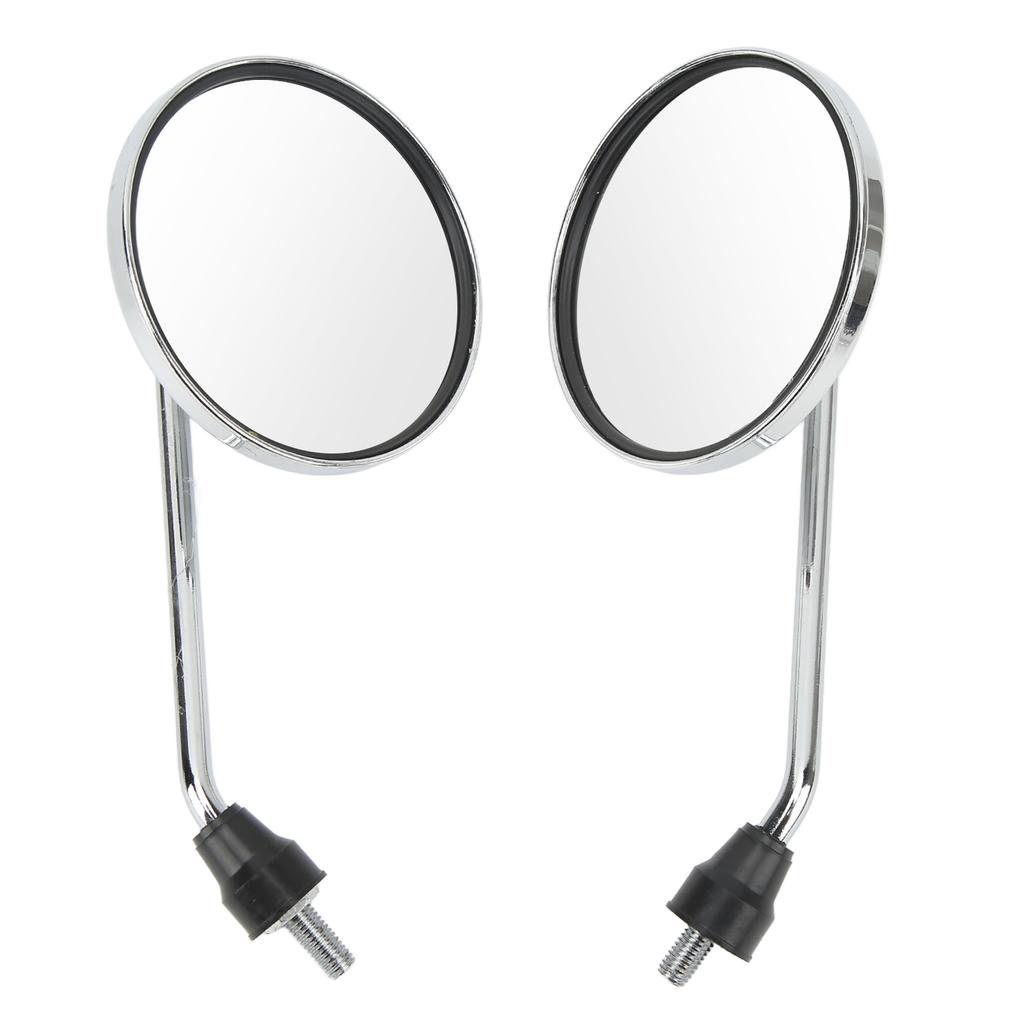 2pcs Motorcycle Rearview Mirror 8mm Thread Chrome Plated Round Universal for Street Bikes ATV