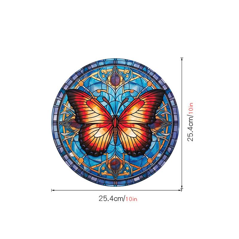 Retro Stained Hummingbird Butterfly Flower Film Window Glass Electrostatic Stickers Colorful