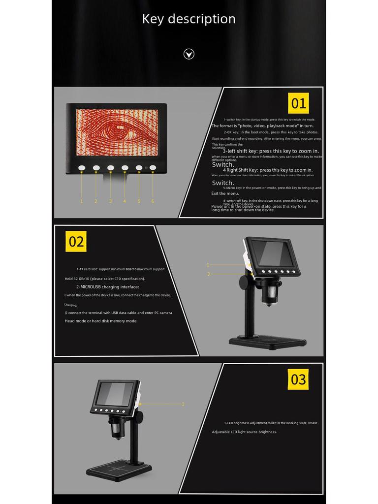 Электронный промышленный микроскоп DM7: Экран 4,3", цифровая лупа для печатной платы, мобильный телефон, ремонт часов, печатная плата