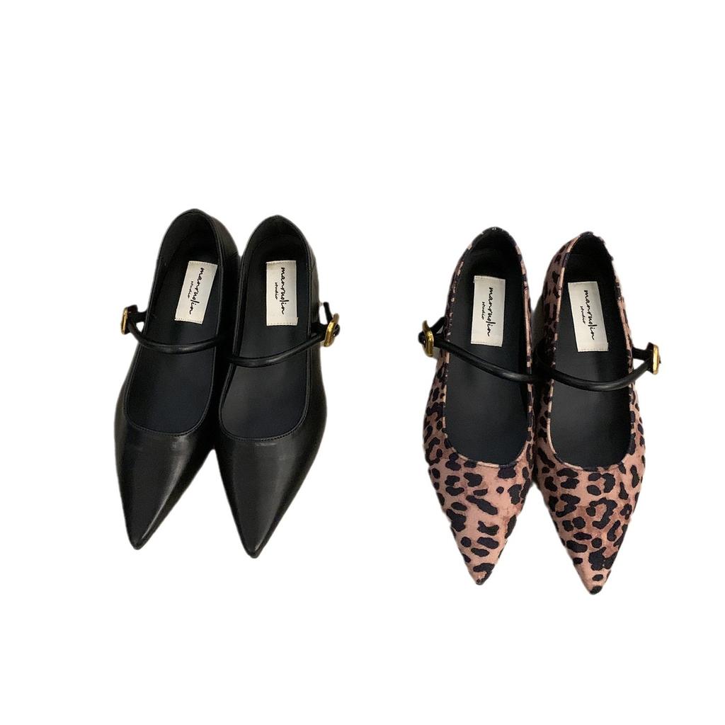 Туфли Мэри Джейн с леопардовым принтом в стиле ретро, женские, увеличивающие рост изнутри, с пряжкой в виде одного слова, маленькие кожаные туфли, весенние и летние шапочки