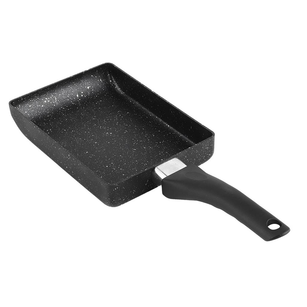 Прямоугольная кастрюля с антипригарным покрытием Tamagoyaki, черная сковорода для омлета с пластиковой ручкой
