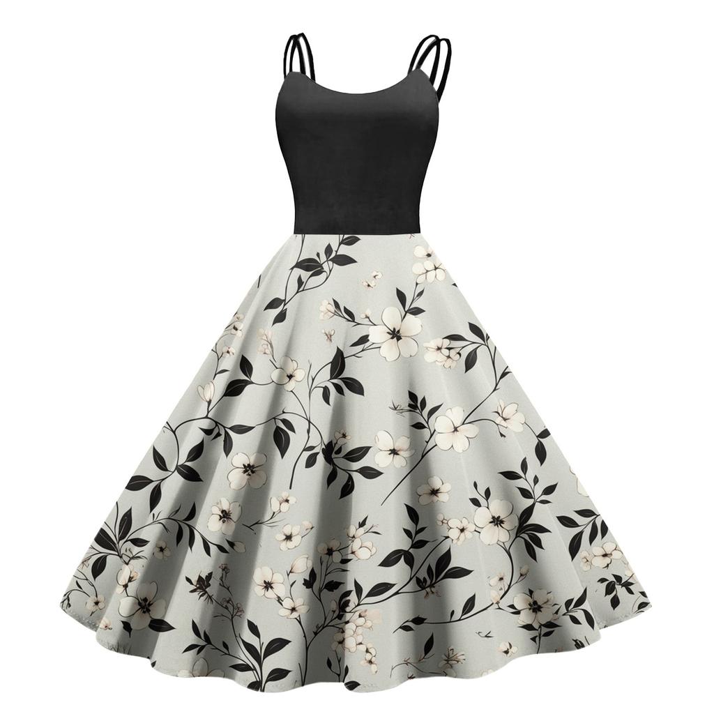 Women's Casual Fashion Print Sexy Off Shoulder Punk Retro Dress Retro Dress Dress