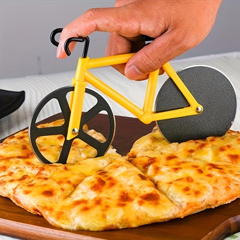 1 piece, bicycle pizza cutter, creative roller pizza cutter, double wheel pizza wheel cutter, pizza cutter, cake cutter